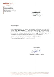 list referencyjny od Auchan Retail Polska