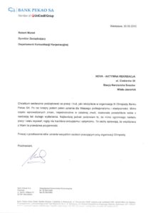 list referencyjny od banku PEKAO S.A.